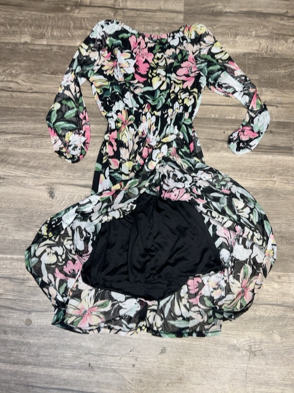 Kate and Lily Petite 10P Floral Tiered Midi Dress Long Sleeve - Picture 8 of 10